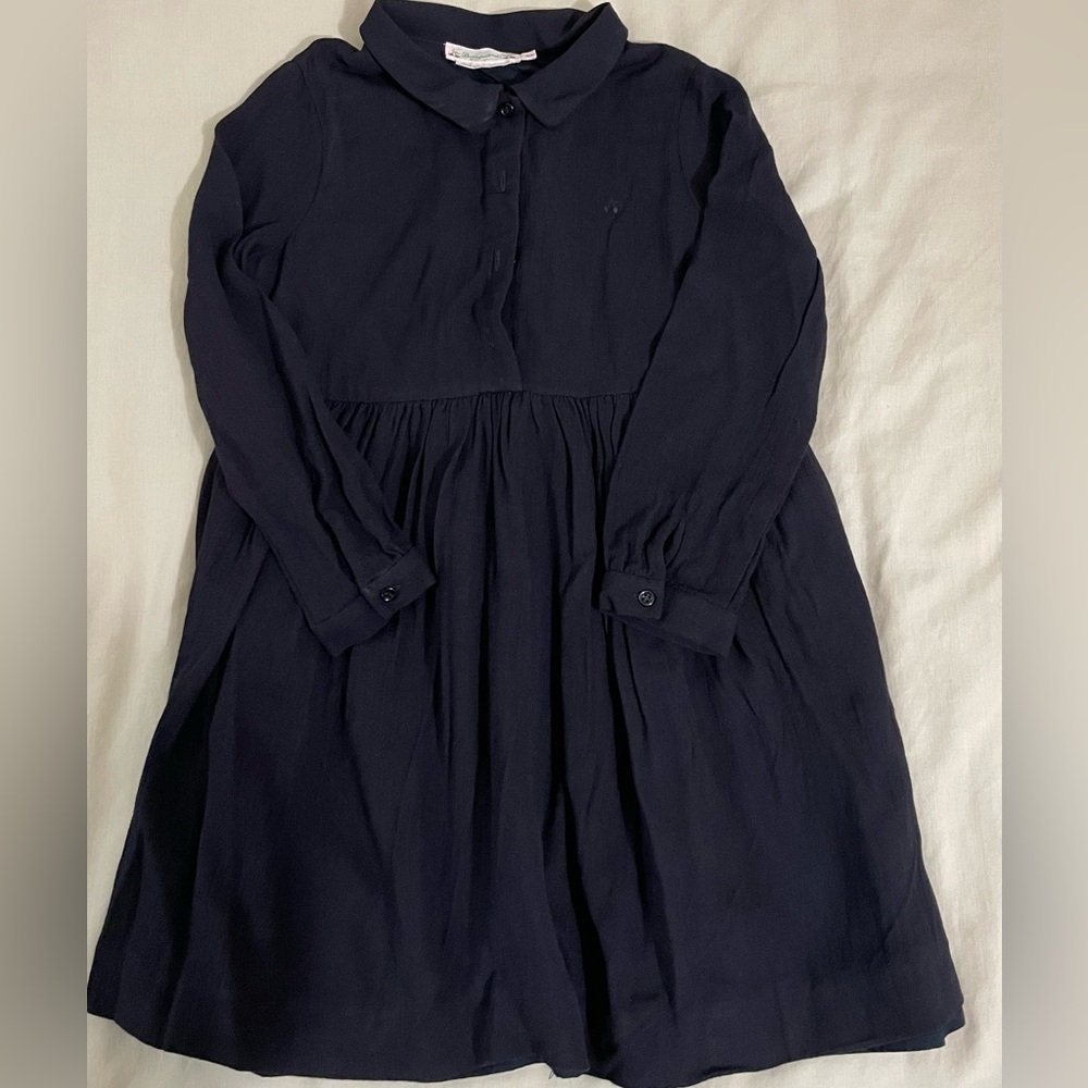 Bonpoint  Classic Navy Kids Dress Used Size 6 Viscose Fabric With Lining
